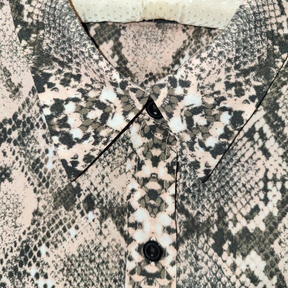 Apt 9 Snakeskin print long-sleeved blouse, pink, black and white, size L - Picture 3 of 8